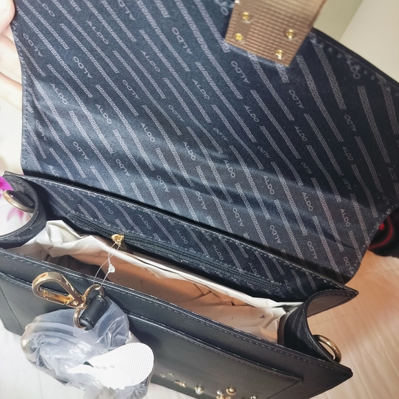 ALDO Black Satchel with Gold Accents - Picture 5 of 7